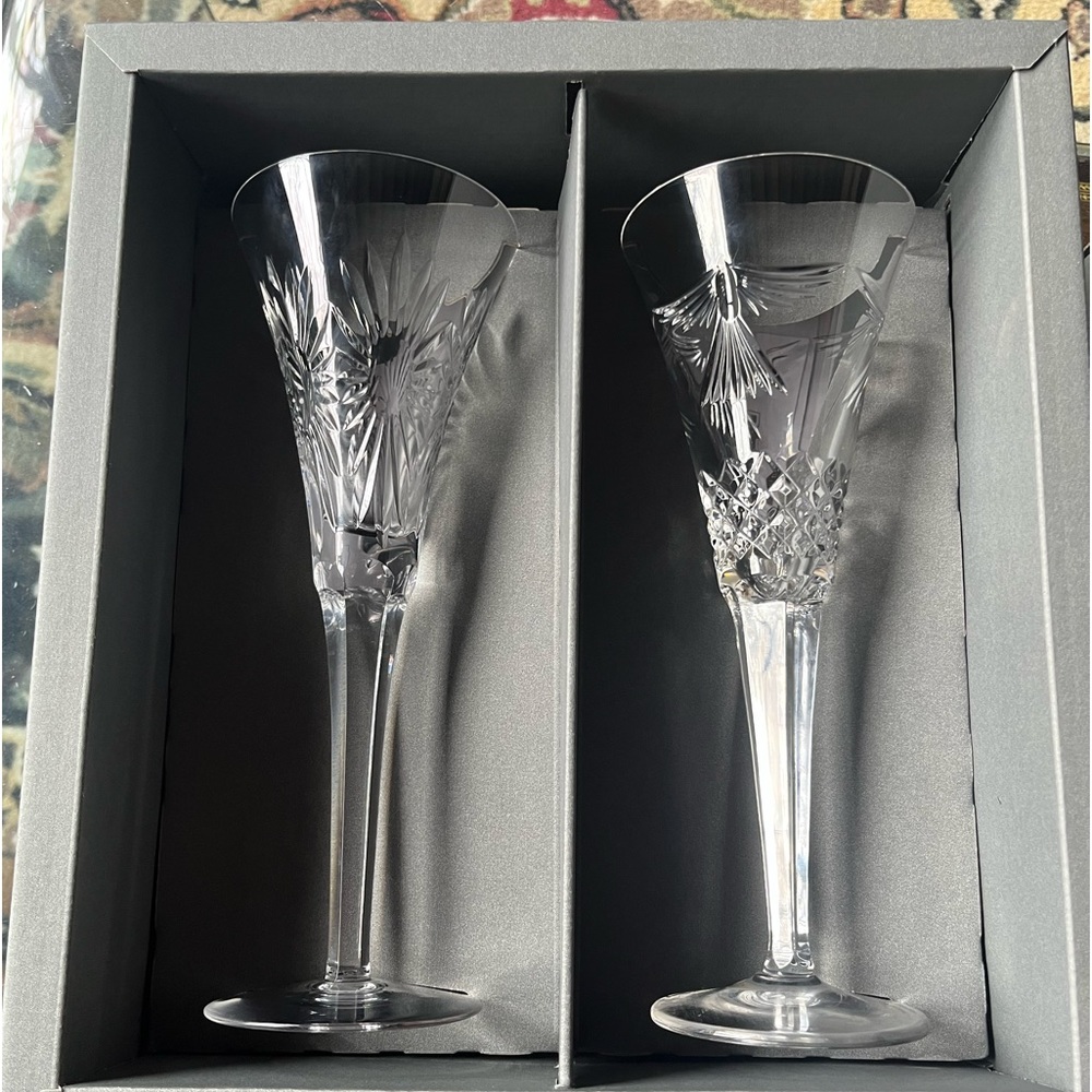 Waterford Crystal toasting flutes (two sets of 2 flutes for 4 total)